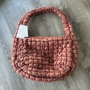 COS Quilted Textured Crossbody Bag in Terracotta